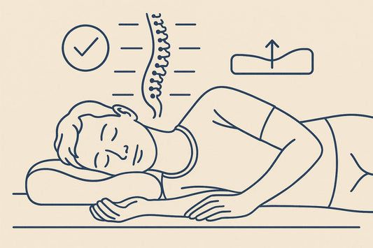 Összehasonlító kép hagyományos és ergonomikus párna között, kiemelve a gerinctámasz és nyaktámasz különbségeit.