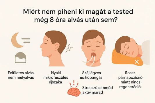 Vizualizáció a felületes, regeneráció nélküli alvás és a mélyalvás közötti különbségről, ergonomikus párna szerepével