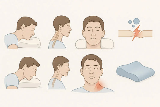 Ábra az éjszakai vállkompresszióról és a helyes ergonomikus párna által biztosított tehermentesítésről